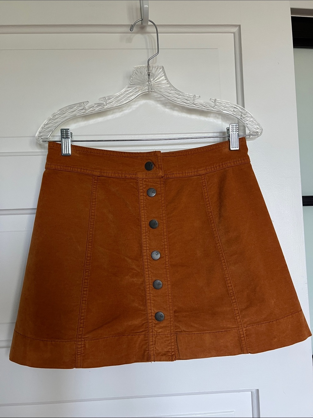 Madewell Rust Button-Front A-Line Skirt